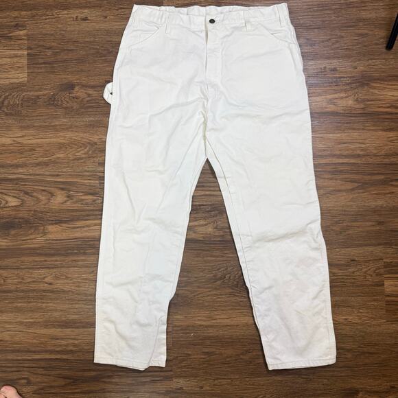VTG Dickies white utility streetwear carpenter pants mens size 38x30 - Picture 1 of 6